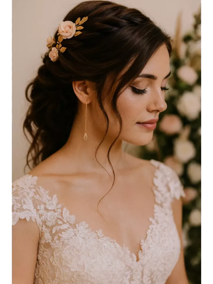 LIGHT – Boucles d’oreilles de mariée pendantes, chaîne d’oreille avec perle goutte en cristal transparent