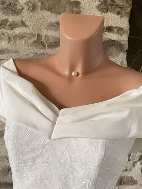 Gaïa-Collier Mariée – Ras-du-Cou Câble Doré & Grosse Perle Nacrée | Design Minimaliste & Élégant