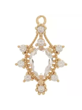 Boucles d’oreilles Mariée Princesse – Dormeuses dorées avec cristal goutte 24×16 mm et strass