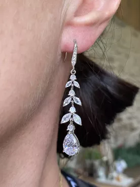 Gouttes de cristal-Boucles d’oreilles Mariée pendantes  – Élégance Princesse