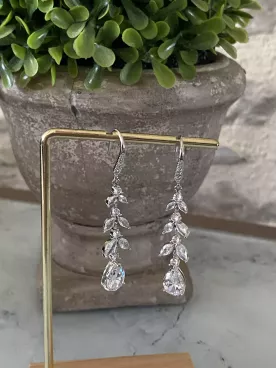 Gouttes de cristal-Boucles d’oreilles Mariée pendantes  – Élégance Princesse