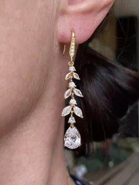 Gouttes de cristal-Boucles d’oreilles Mariée pendantes  – Élégance Princesse