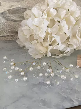 Parure Étoilée – Pics à cheveux lumineux pour coiffure de mariée