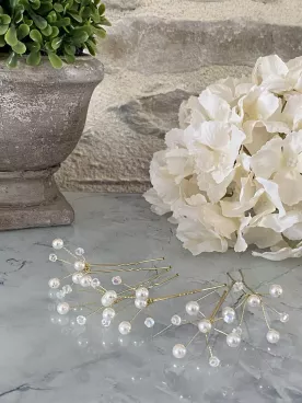 Parure Étoilée – Pics à cheveux lumineux pour coiffure de mariée