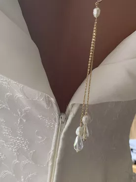 Oréa - Collier de dos nu Mariée  Mariage Bohème –  Perles Véritables et Feuillage Zirconium