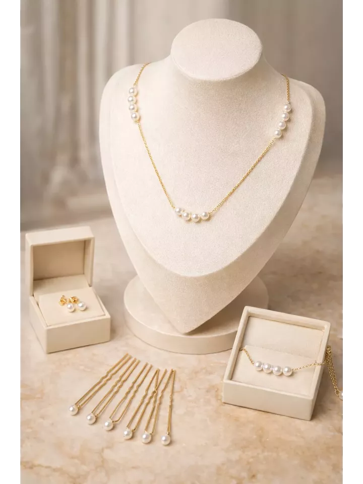 Parure Clémence – Bijoux de Mariée en Perles de Swarovski - Acier Inoxydable