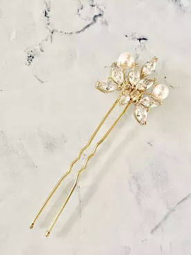 St Valentin – Pic à cheveux de mariée doré avec perles & cristaux