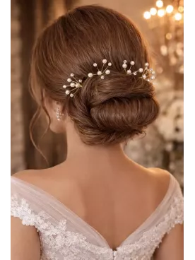 Parure Étoilée – Pics à cheveux lumineux pour coiffure de mariée
