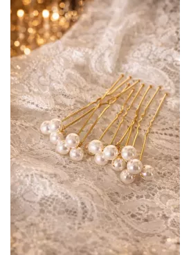 Lot de 5 pics à cheveux perles – Bijou de chignon mariage élégant-Perline