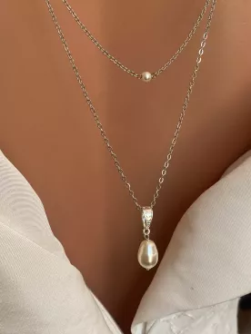 Balaton– Collier de dos mariage doré et perles nacrées, bijou délicat pour robe dos nu