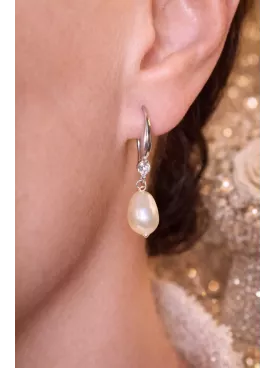 Boucles d’oreilles pendantes pour mariée - Gouttes nacrées