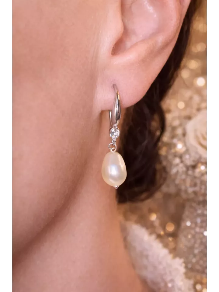 Boucles d’oreilles pendantes pour mariée - Gouttes nacrées