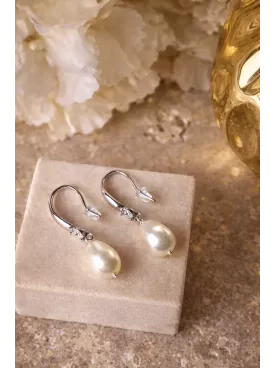 Boucles d’oreilles pendantes pour mariée - Gouttes nacrées