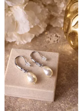 Boucles d’oreilles pendantes pour mariée - Gouttes nacrées
