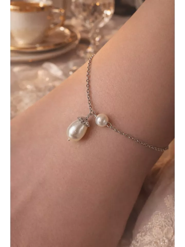 Balaton- Bracelet Mariée Goutte Nacrée – Perle PureCrystal