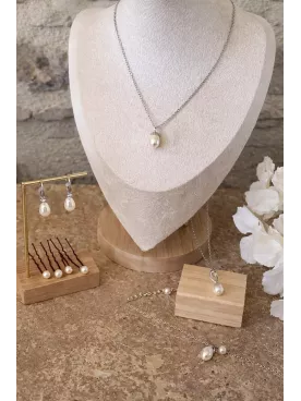 Parure Clémence – Bijoux de Mariée en Perles de Swarovski - Acier Inoxydable