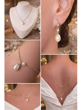 Parure Clémence – Bijoux de Mariée en Perles de Swarovski - Acier Inoxydable