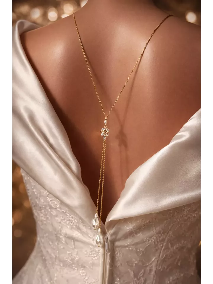 Feuille de cristal – Collier de dos pour robe dos nu