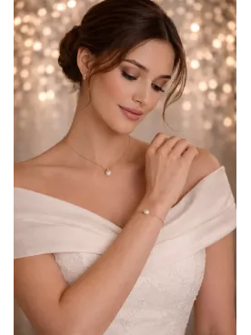 Parure goutte nacrée – Bijoux de Mariée en Perles de Swarovski - Acier Inoxydable