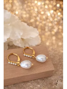 Parure goutte nacrée – Bijoux de Mariée en Perles de Swarovski - Acier Inoxydable