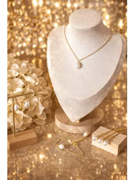 Parure goutte nacrée – Bijoux de Mariée en Perles de Swarovski - Acier Inoxydable