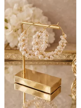 Créoles Luma – Boucles d’oreilles de mariée dorées et perles nacrées