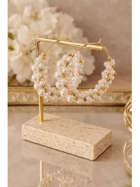 Créoles Luma – Boucles d’oreilles de mariée dorées et perles nacrées