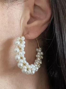 Créoles Luma – Boucles d’oreilles de mariée dorées et perles nacrées