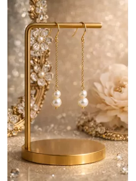 Élégie – Boucles d’oreilles mariée en acier inoxydable doré – Perles Swarovski et raffinées