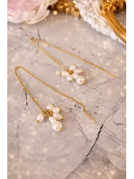 Sirius – Boucles d’oreilles de mariée dorées, minimalistes, avec véritables perles d’eau douce et perle nacrée Swarovski