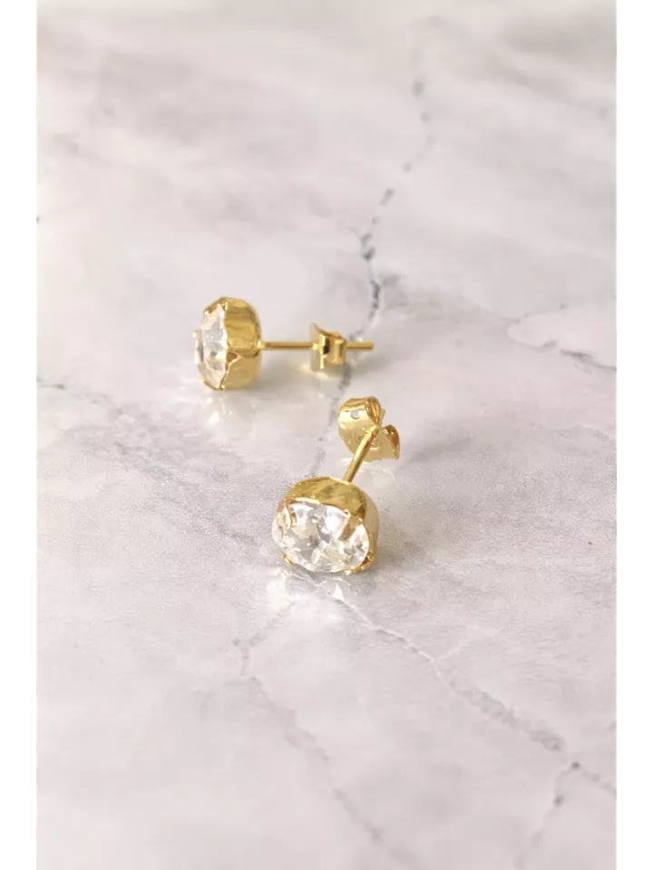 Stella - Clous d’oreilles cristal Swarovski 8 mm – Doré à l’or fin ou argent– Boucles minimalistes femme personnalisables