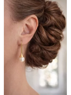 Linaé - Boucles de Mariée  – Doré Or Fin 24K & Perles Nacrées Swarovski | Mariage Glamour et Luxueux