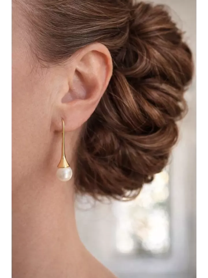 Linaé - Boucles de Mariée  – Doré Or Fin 24K & Perles Nacrées Swarovski | Mariage Glamour et Luxueux