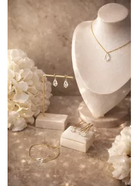 Parure goutte cristal – Bijoux de Mariée en Perles de Swarovski - Acier Inoxydable