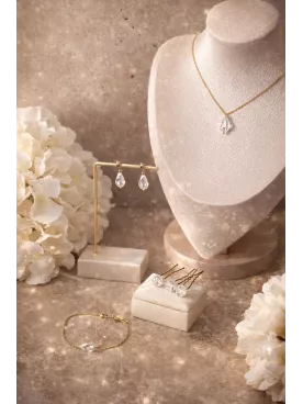 Parure goutte cristal – Bijoux de Mariée en Perles de Swarovski - Acier Inoxydable