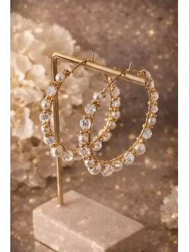 Créoles Luma – Boucles d’oreilles de mariée dorées et perles nacrées