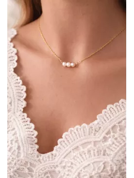Lysandre - Collier de dos mariée Doré avec Perles Nacrées – Bijou Mariée Élégant pour Robe Dos Nu