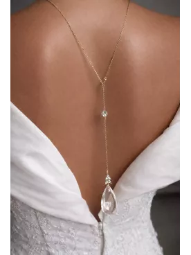 Madison  – Collier de dos mariage doré et perles, bijou délicat pour robe dos nu