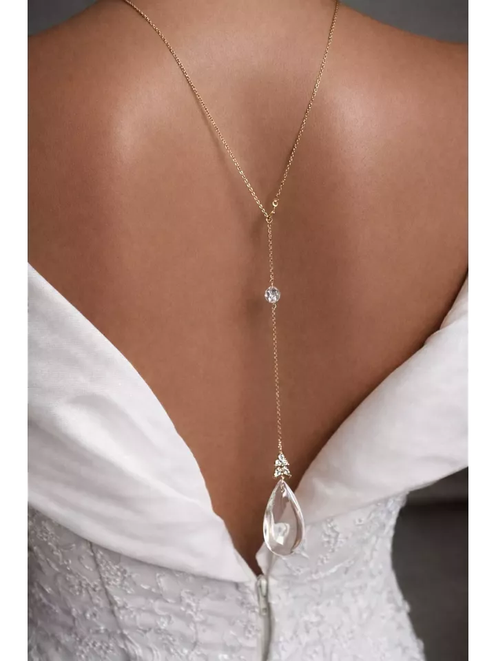 Madison  – Collier de dos mariage doré et perles, bijou délicat pour robe dos nu