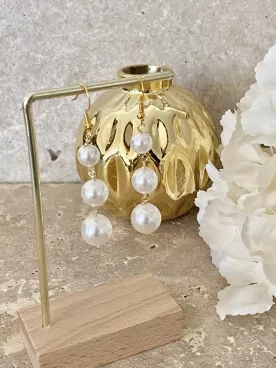 Sourcea– Boucles d’oreilles mariée tombantes nacrées en perles Swarovski, élégantes et raffinées