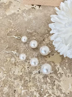 Sourcea– Boucles d’oreilles mariée tombantes nacrées en perles Swarovski, élégantes et raffinées