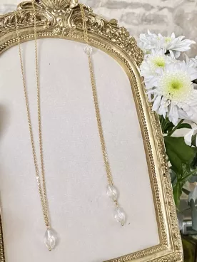 Collier de Dos Mariage Swarovski – Bijou Mariée Dos Nu Élégant, Gouttes de Cristal, Doré Argenté  – Zélina