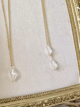 Collier de Dos Mariage Swarovski – Bijou Mariée Dos Nu Élégant, Gouttes de Cristal, Doré Argenté  – Zélina