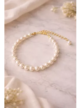 Bracelet Mariée Perles Swarovski Nacrées – Bijou de Mariage Élégant Doré ou Argenté – Cadeau Mariée – Isabelle