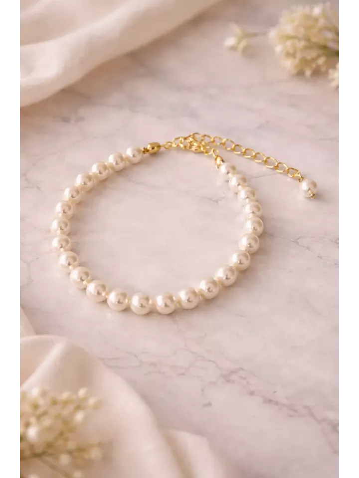 Bracelet Clara – Bracelet de mariage en perles fines nacrées blanches ou ivoire