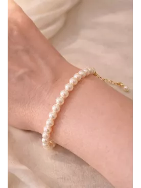 Bracelet Mariée Perles Swarovski Nacrées – Bijou de Mariage Élégant Doré ou Argenté – Cadeau Mariée – Isabelle