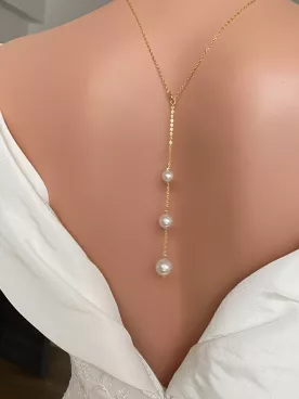 Collier de Dos Mariée Cascade Perles Nacrées – Bijou Élégant pour Robe Dos Nu – Signature Mariage