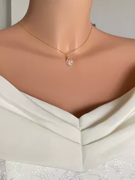 Collier de Dos Mariée Cristal Goutte – Lumière Suspendue – Bijou Robe Dos Nu Élégant