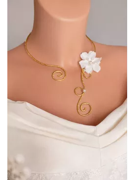 Parure Mariage Arabesque Fleur Métal doré & Perles – Bijoux Mariée Romantique et Élégante