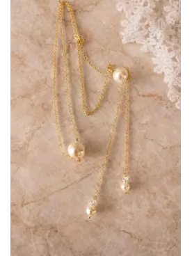 Collier de Dos Mariée Perles Swarovski – Bijou Mariage Doré Élégant pour Robe Dos Nu | Altair